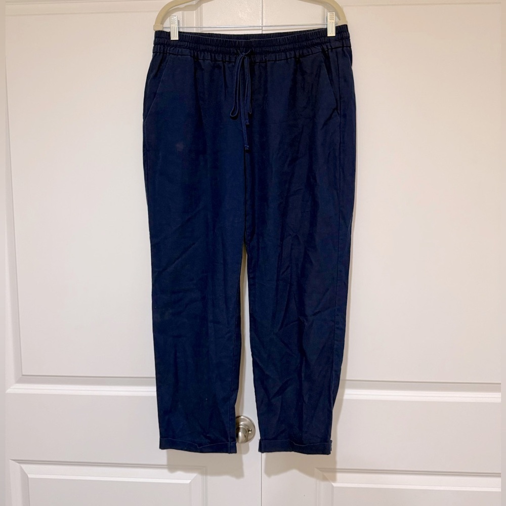 J. Crew Factory Linen cotton blend drawstring pants AW839 blue sz 12 NWOT